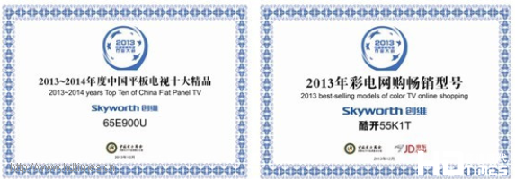 天赐4K横扫两大年度奖项 创维闪耀2013年
